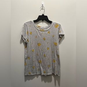 LOFT yellow and gray floral t-shirt